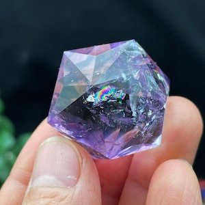 Natural Amethyst,Rainbow Quartz Crystal ,60 sided crystal,Crystal Carving,Reiki Healing E040936