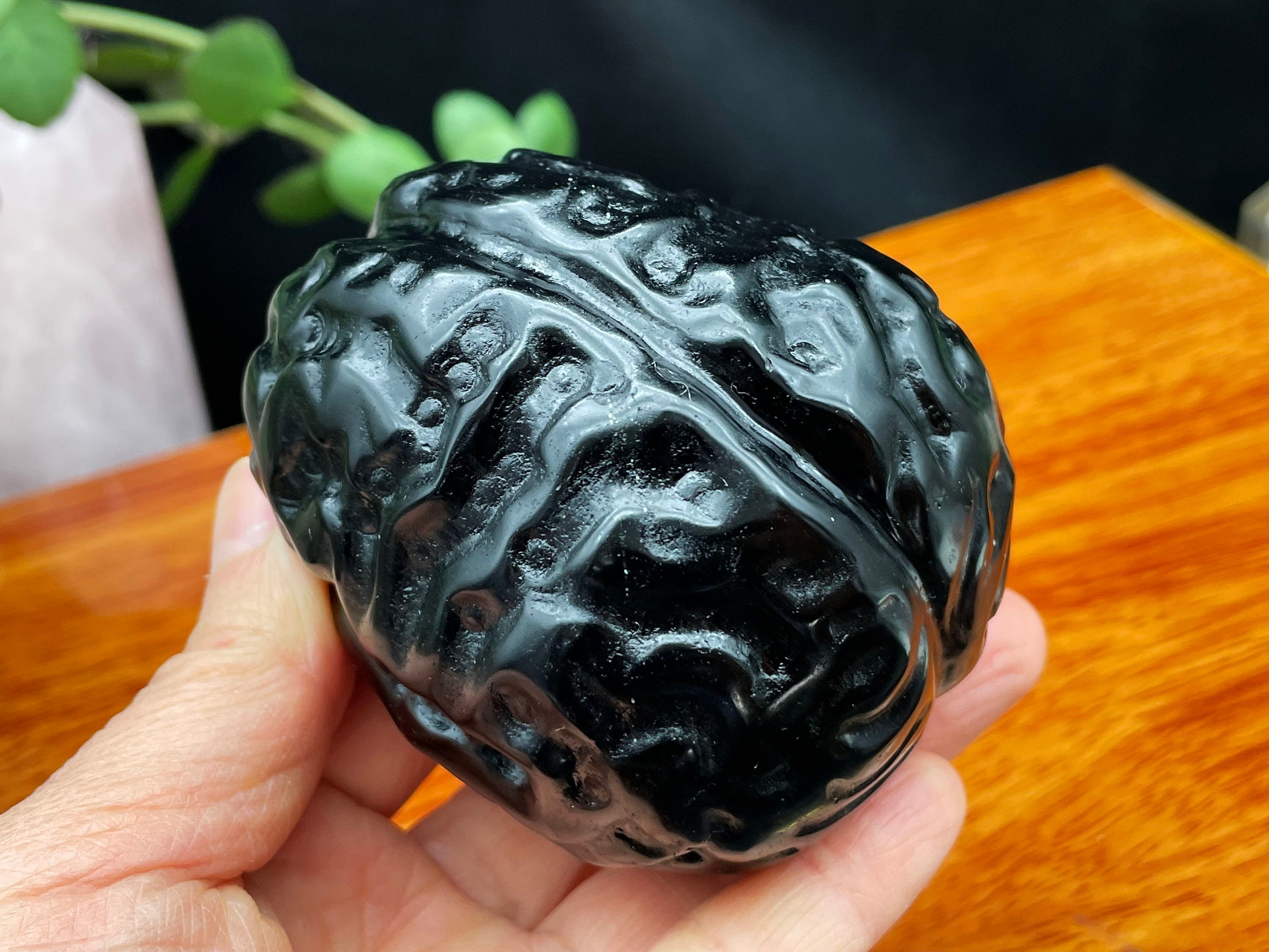 Obsidian Brain, ,crystal Carving, Handmade Jewelry, Home Decor
