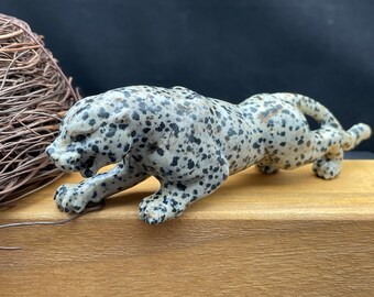 Dalmatian Jasper Cheetah,Crystal Carved, Handmade Jewelry, Home Decor, Healing Crystals and Stones
