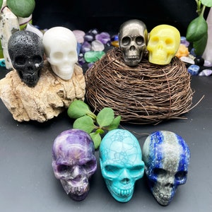 Skull Figurine,Crystal Skull Sculpture,Unique Gift,Home Decor, Skull Decor E032809