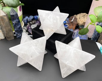 Clear Quartz Crystal Merkaba,Sacred Geometry,Crystal Carving, Housewarming Gift,Home Decor ,Healing Crystals and Stone