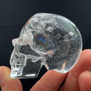 Rainbow Clear Crystal Skull,Quartz Crystal,Carved Skull,Spiritual Healing,Housewarming Gift,Home Decor D091512