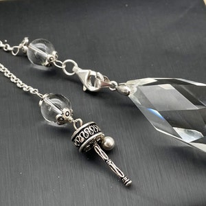 Clear Crystal Pendulum ,Faceted Crystal Healing, Gemstone Pendant, Metaphysical Crystals D090615