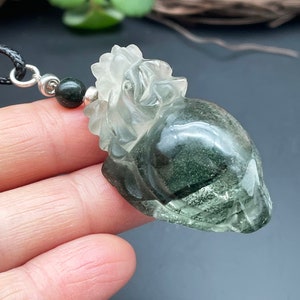 Green Phantom Crystal,Carved Dragon Turtle, Handmade Jewelry Pendant,Healing crystal and stone E032812
