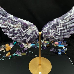 Amatista Alas de ángel, Talla de cristal, Regalo de inauguración, Decoración del hogar, Cristal curativo y piedra A011649