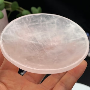 Rose quartz Crystal Plate,Crystal  Carving, Handmade Jewelry, Home Decor, Healing Crystals and Stones E022612