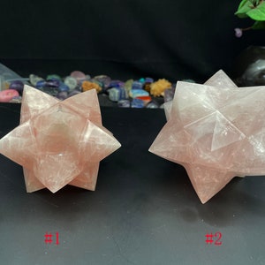 Rose Quartz Crystal 12 Point Merkaba,Sacred Geometry, Crystal Carving,Housewarming Gift,Home Decor ,Healing Crystals and Stone A061508