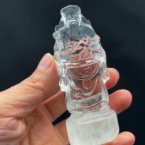 Cristal de cuarzo Dios de la riqueza, talla de cristal, regalo de inauguración, decoración del hogar, cristal curativo y piedra E105525