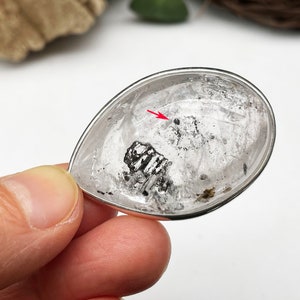 Bulle mobile noire naturelle, cristal de quartz enhydro, pendentif de bijoux en cristal, cristaux de guérison et pierre E040337