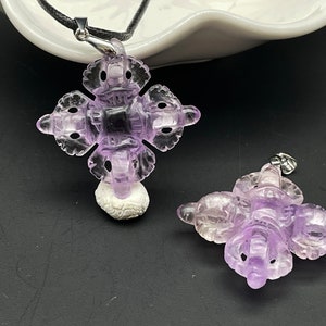 Natural Amethyst Vajra Dorje Phurba Amulet,Crystal Carving,Reiki Healing ,Energy Spiritual E062601