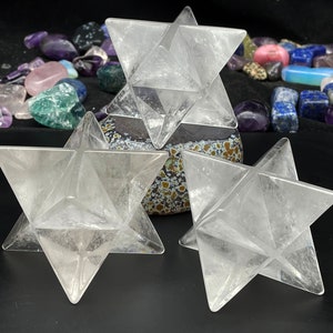 Clear Quartz Crystal Merkaba,Sacred Geometry,Crystal Carving, Housewarming Gift,Home Decor ,Healing Crystals and Stone A011639