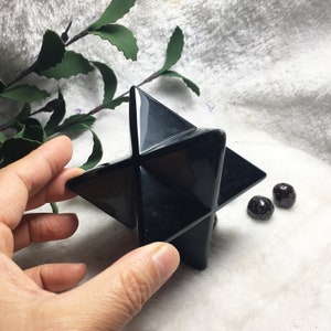 Obsidiana Merkaba, Geometría Sagrada, Talla de Cristal, Regalo de inauguración de la casa, Decoración del hogar, Cristales curativos y piedra