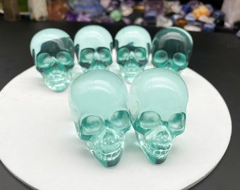 Ocean Blue Obsidian Crystal  Skull Figurine,Crystal Skull Sculpture,Home Decor, Skull Decor E022906