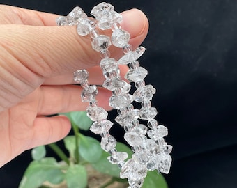 Raw Clear Quartz Crystal Point Bracelet, Healing Gemstone