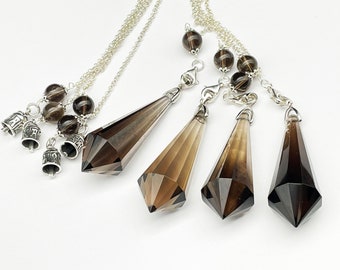 Smoky Quartz Crystal Pendulum, 925 Silver Dowsing Tool