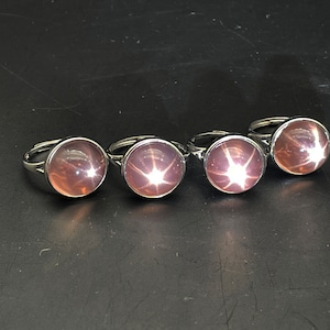 Star Light Rose Quartz Crystal Ring, Handmade Carving, Crystal Jewelry, Healing Crystals and Stones A042010