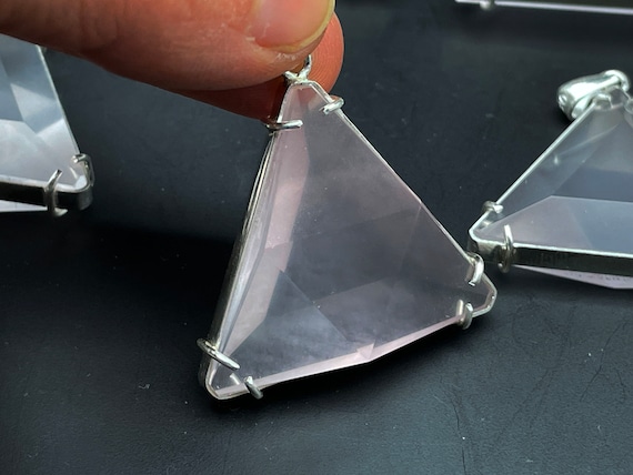 Rose Quartz Star of David, Crystal Pendant, Sterling Silver, Reiki Healing , Gift A042001