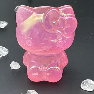 Crystal Carved Aura Cat,Carving Kitty,Housewarming Gift, Home Decor ,Healing crystal and stone D110201