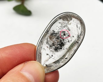 Pingente de Cristal de Quartzo Enhydro, Bolha Natural em Movimento, Pedra de Cura