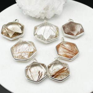 Gold Rutilated Quartz Crystal Pendant, Star of David Crystal Pendant, Handmade Jewelry, Healing Crystals and Stones A042025