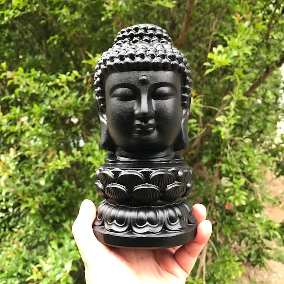 Large Obsidian Crystal Buddha, Crystal Carving, Buddha Figurines, Home Decor, Handmade Jewely,Healing Crystals and Stones E040331