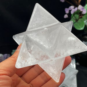 Merkaba Quartz Crystal, Sacred Geometry, Crystal Carving, Housewarming Gift, Home Decor ,Healing Crystals and Stone