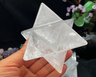 Merkaba Quartz Crystal, Sacred Geometry, Crystal Carving, Housewarming Gift, Home Decor ,Healing Crystals and Stone