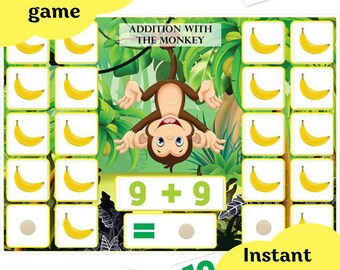 Addition Sums Game 1-20, Preschool Math Activity (Digital Download)