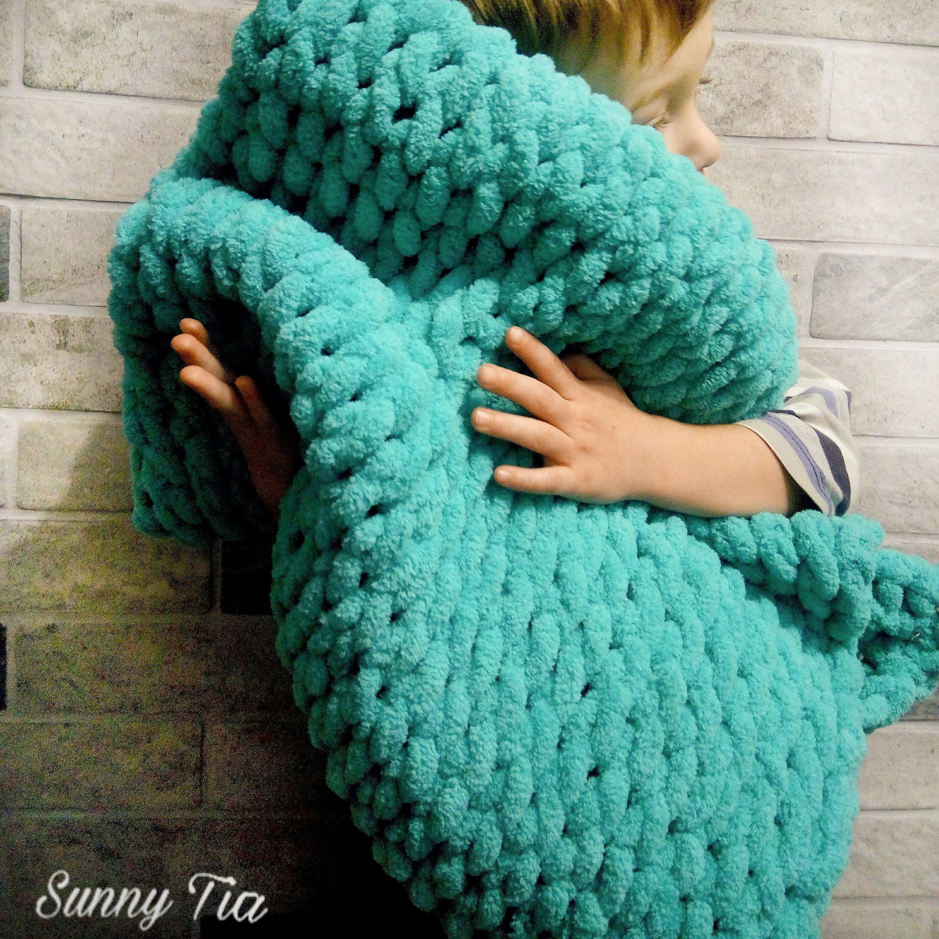 Turquoise Plush Baby Blanket knitted blanket Plaid for Etsy