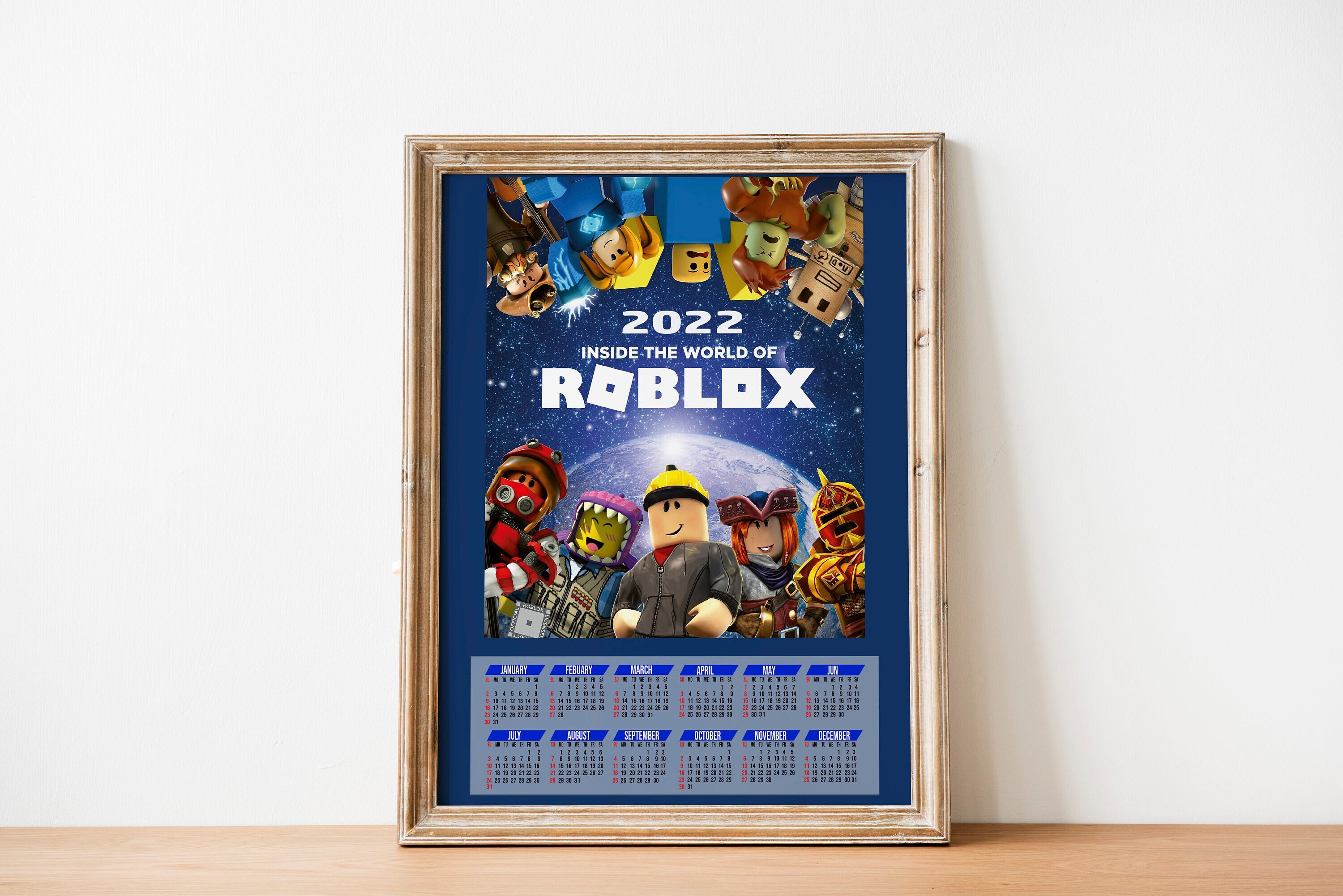 Digital Wall Calendar 2022 Roblox Printable Yearly Calendar | Etsy