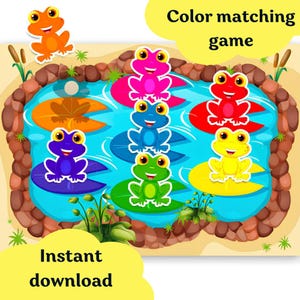 Attività stampabili per la scuola materna, divertenti rane libro di attività da stampare a colori, attività di abbinamento carte, gioco di abbinamento, raccoglitore di apprendimento per bambini piccoli