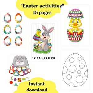 Set Easter Kids activities printable, Easter Preschool Prints, Color Matching Game, Coloring Pages, Toddler Learning
