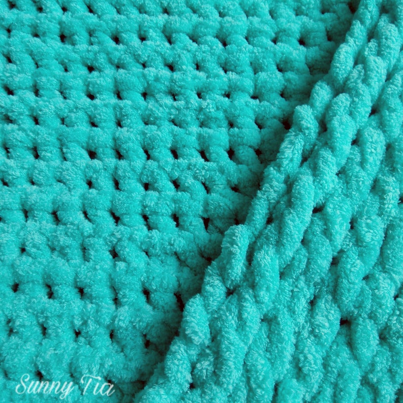 Turquoise Plush Baby Blanket knitted blanket Plaid for Etsy