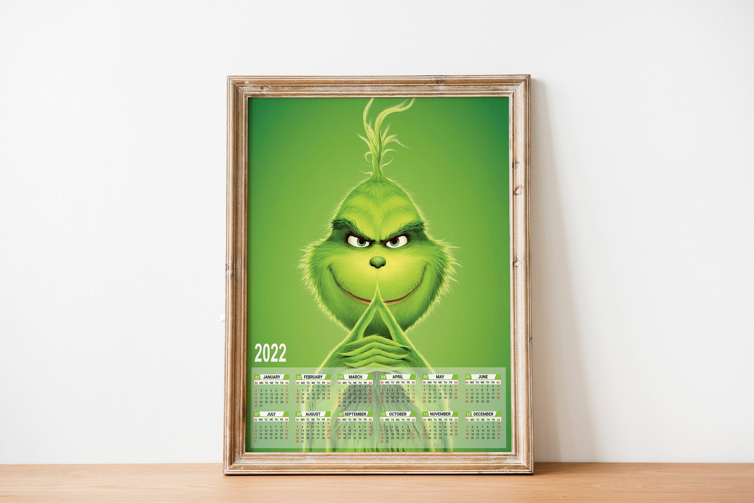 Der Grinch Wandkalender 2022 Jahreskalender 2022 Wand dekor Etsy