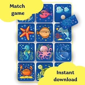 Matching game Marine animals Preschool printables, Busy book, Printable animals for toddlers, Matching Cards Activity