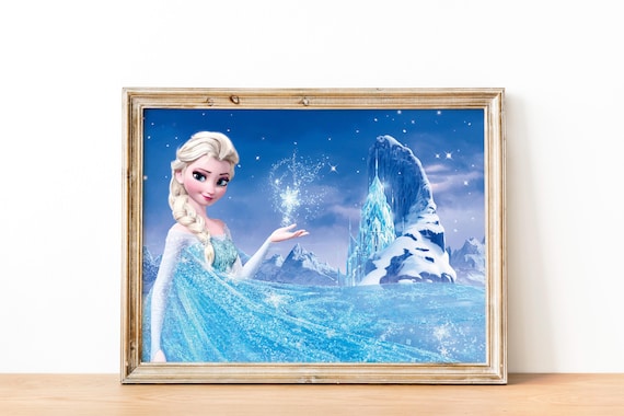 Poster stampabile di Elsa e del castello di ghiaccio, immagine