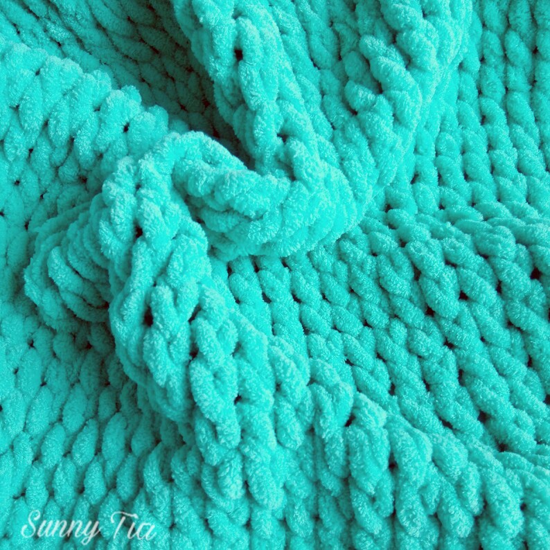 Turquoise Plush Baby Blanket knitted blanket Plaid for Etsy