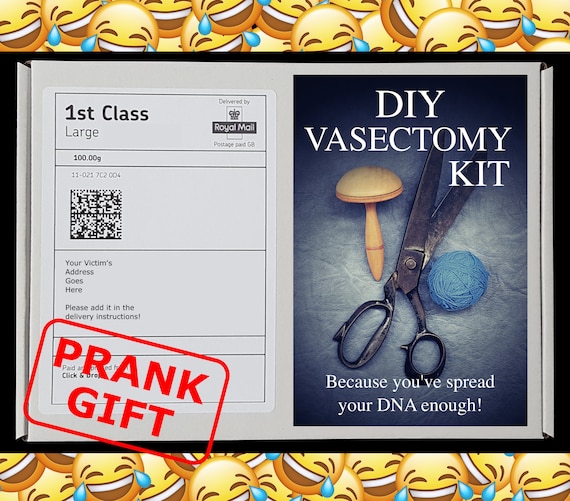 DIY VASECTOMY KIT Prank Mail Post Gift Gag Box Funny Birthday