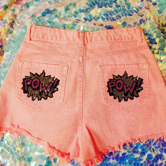 hot pink jean shorts