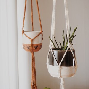 LOT OF 2 simple macrame plant hanger in recycled cotton, handmade, plant holder, plant stand, plant support