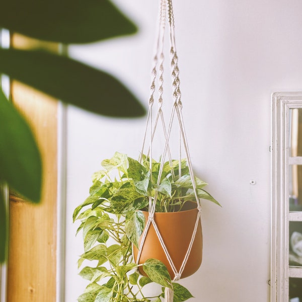 Extra large Macrame (8 colour choices) plant hanger boho decor hanging planter recycled cotton eco friendly handmade and customizable