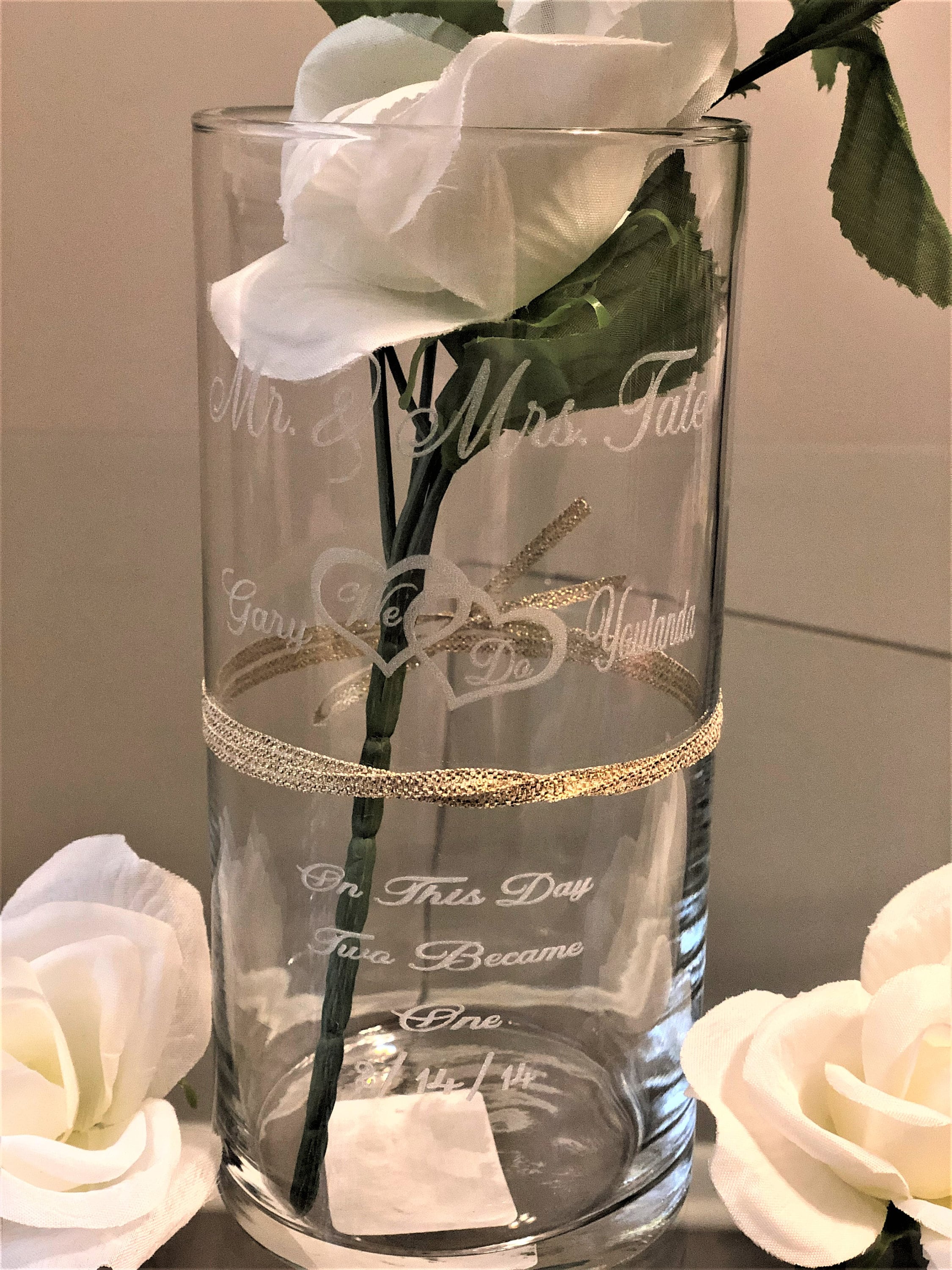 Set Of 4 Customized Glass Vases Personalized Centerpiece