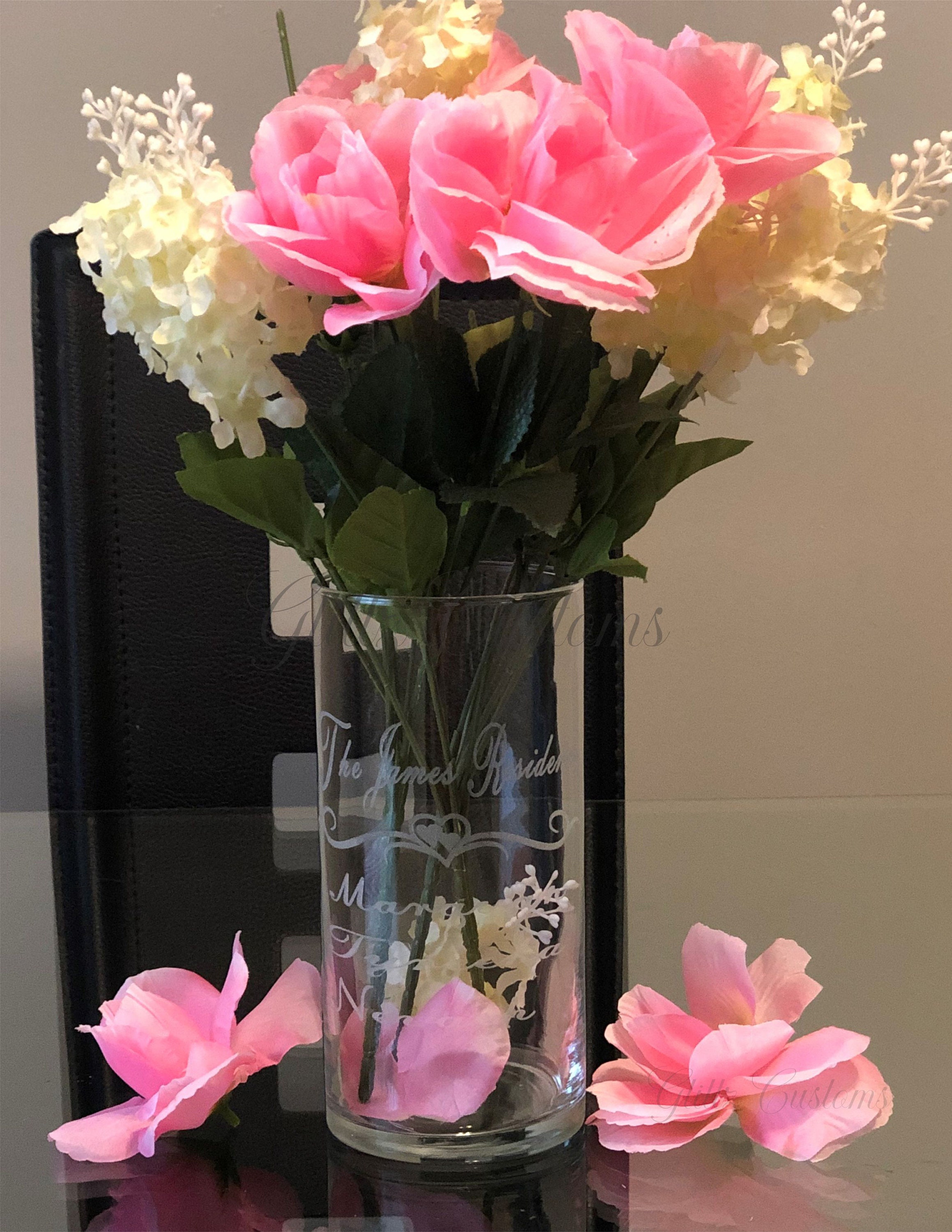Set Of 4 Customized Glass Vases Personalized Centerpiece