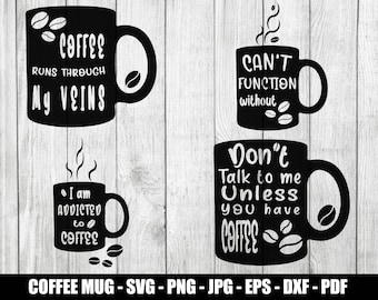 Kaffeebecher Silhouetten SVG, Kaffeebecher PNG, Kaffee lustige Nachrichten SVG, Kaffeebecher jpg, Kaffeebecher Bügeln