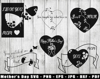 Muttertag SVG, Muttertag Silhouette Pack SVG, Muttertag PNG Schneidedatei