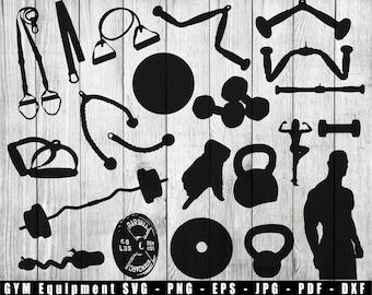 Gym Equipment SVG, Gym SVG, Gym SVG Cut Datei, digitale Gym Clip Art, Gym Silhouetten PNG, Gym Sketch Art, Clip Art
