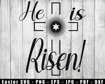 Oster vektor, SVG, PNG, JPG, He is Risen Silhouette, pdf, eps, dxf, bügeln