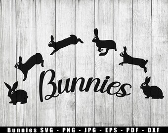 Hasen Silhouetten SVG, Hasen Schneidedatei SVG, Hasen Vektoren, Hasen Bügelbild, Bunnies transparenter Hintergrund PNG