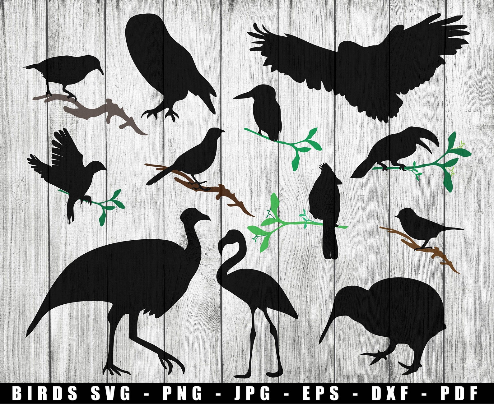 Vögel Silhouetten SVG Vögel Vektoren SVG Vögel auf Ästen - Etsy Österreich