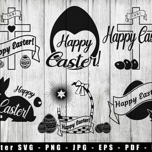 Silhouettes de Pâques SVG, Easter Celebration JPG, Easter time PNG, Easter cut file, Easter clip art